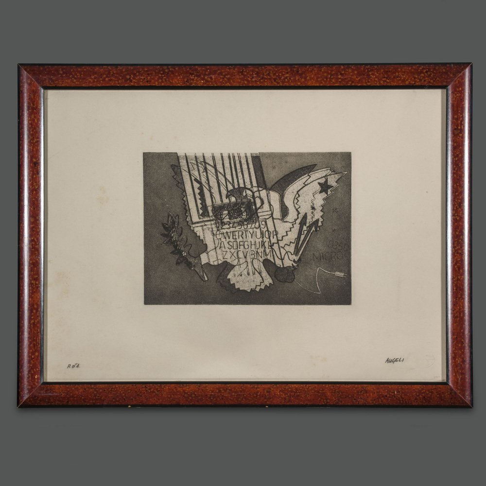 Franco Angeli, Composition, Artwork on Paper, 1970s, Framed