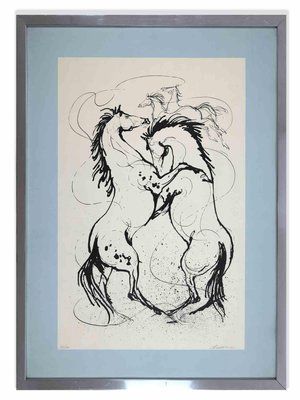 Franco Badellino, Horses, Original Screen Print, 1970s-ZCI-1255921