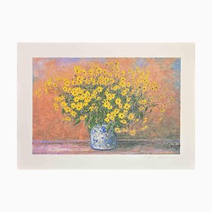 Franco Bocchi, Vase of Jerusalem Artichoke Flowers, Screen Print, 1980s-ZCI-1788820