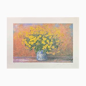 Franco Bocchi, Vase of Jerusalem Artichoke Flowers, Screen Print, 1980s-ZCI-1788829