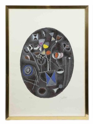 Franco Gentilini, Abstract Flowers, Lithograph, 1970s, Framed-ZCI-1420188