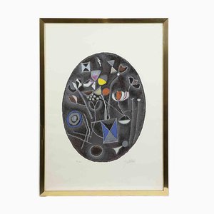 Franco Gentilini, Abstract Flowers, Lithograph, 1970s, Framed-ZCI-1420188