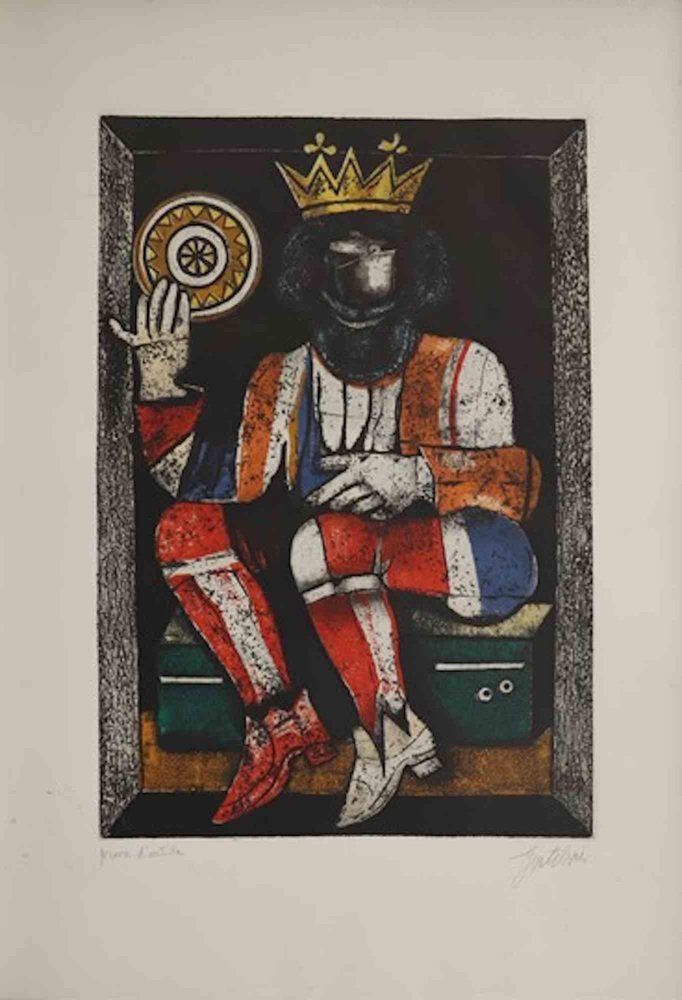 Franco Gentilini, King of Coins, Etching, 1970s