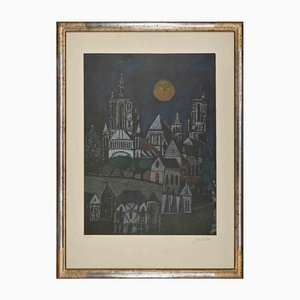 Franco Gentilini, Nocturnal View, Etching, 1970s-ZCI-1437104