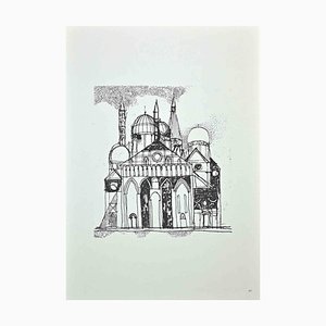 Franco Gentilini, The Big Church, Original Offset Print, 1970s-ZCI-964280