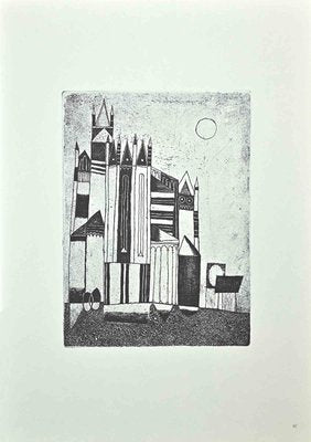 Franco Gentilini, The Town, Original Offset Print, 1970s-ZCI-964282