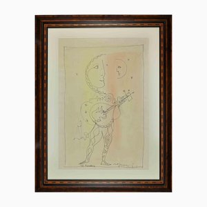 Franco Rognoni, Troubadour, Drawing in Ink, 1970s-ZCI-1437108