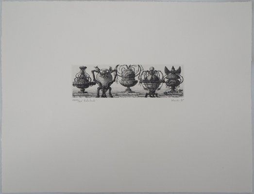 François Houtin, Balustrade of Vases, 1985, Original Etching-KHH-1198943