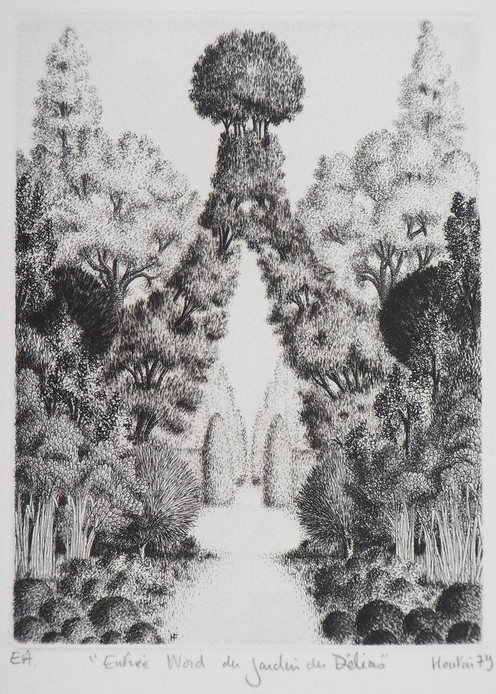 François Houtin, North Entrance of the Garden of Earthly Delights, 1979, Etching