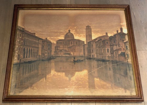 François Stroobant, Grand View of Venice, 19th Century, Charcoal Drawing, Framed-BA-1374478