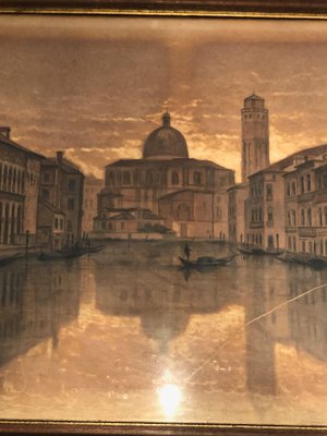 François Stroobant, Grand View of Venice, 19th Century, Charcoal Drawing, Framed-BA-1374478