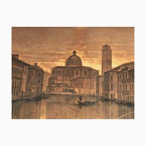 François Stroobant, Grand View of Venice, 19th Century, Charcoal Drawing, Framed-BA-1374478