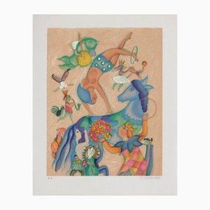 Françoise Deberdt, Au cirque - chevauchée magique, 1985, Lithograph-FMZ-1139577