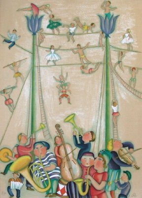 Françoise Deberdt, Au cirque - La parade aux étoiles, 1975, Lithograph-FMZ-1139590