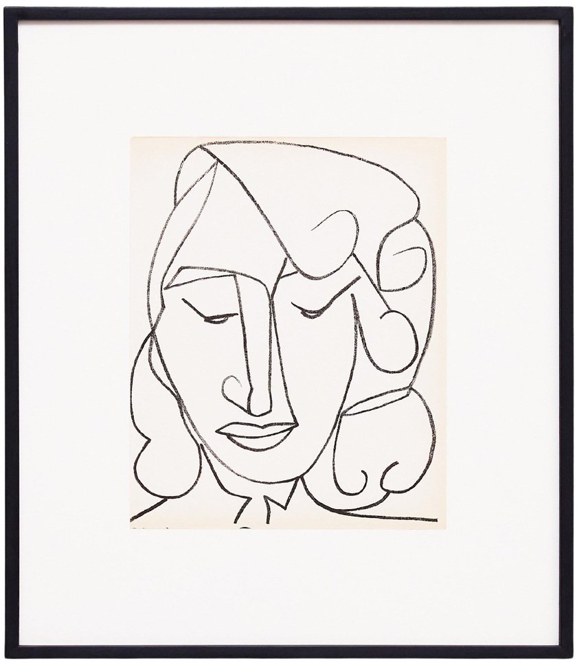 Françoise Gilot, Portrait Head of a Woman, 1951, Lithograph, Framed