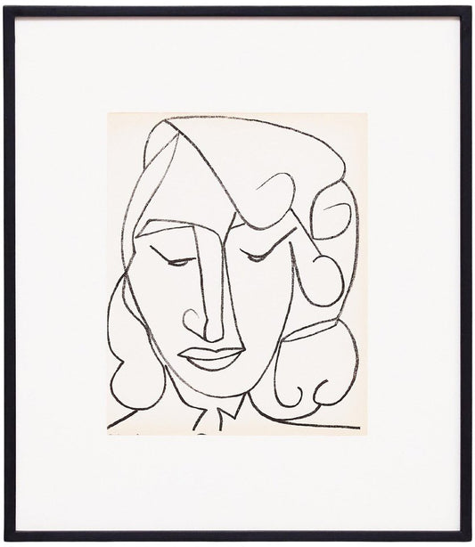 Françoise Gilot, Portrait Head of a Woman, 1951, Lithograph, Framed