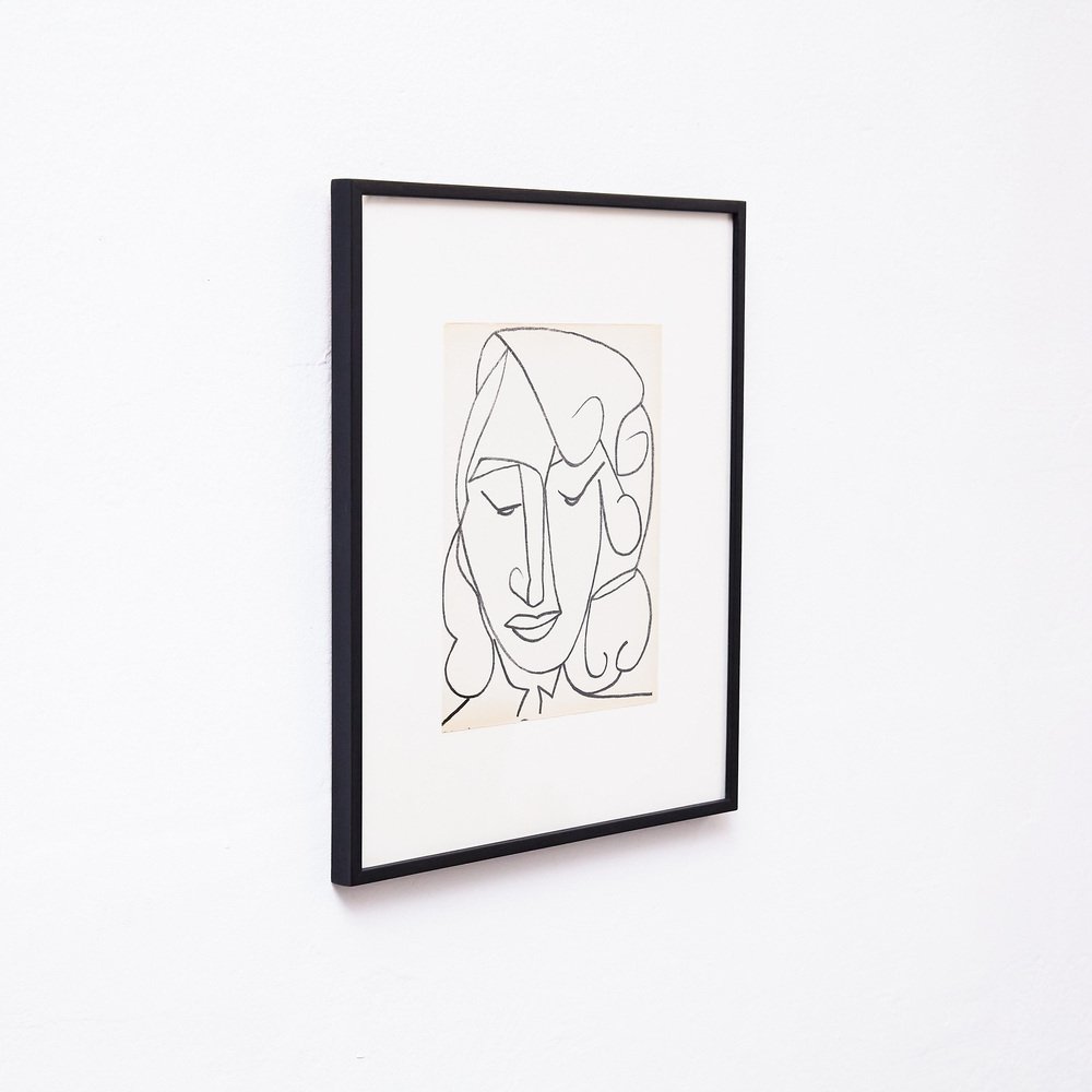 Françoise Gilot, Portrait Head of a Woman, 1951, Lithograph, Framed