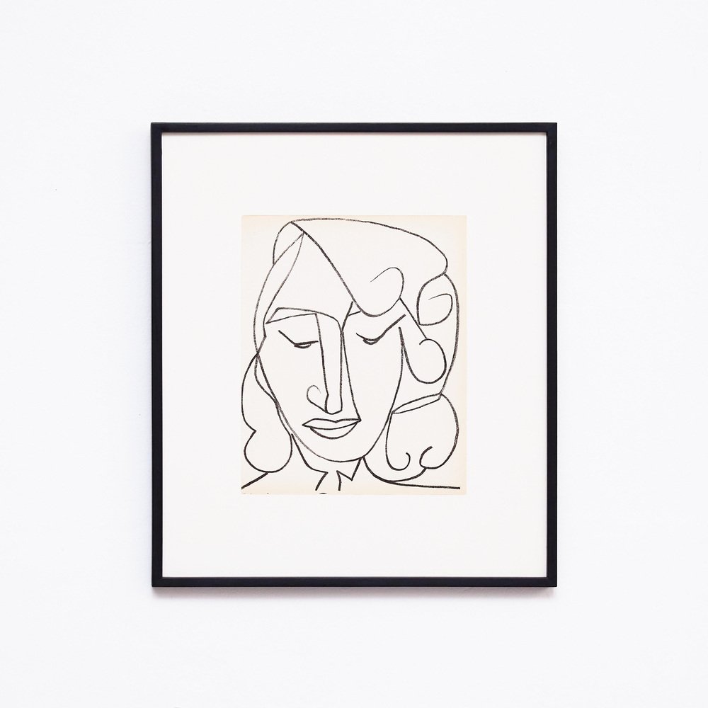 Françoise Gilot, Portrait Head of a Woman, 1951, Lithograph, Framed