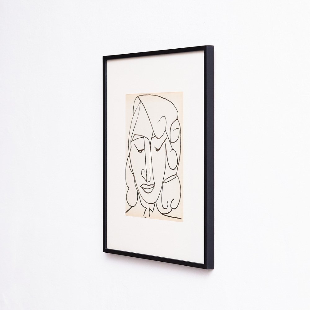 Françoise Gilot, Portrait Head of a Woman, 1951, Lithograph, Framed