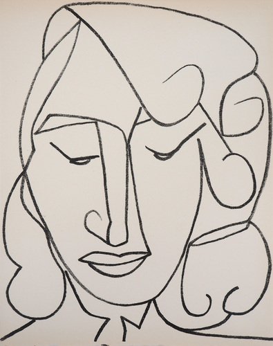 Françoise Gilot, Portrait of Shy Woman, 1950s, Lithograph