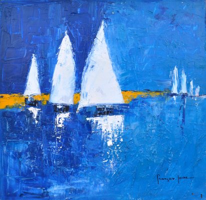 Francoise Laine, Voiles blanches, 2022, Oil on Canvas-QNR-1408663