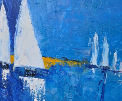 Francoise Laine, Voiles blanches, 2022, Oil on Canvas-QNR-1408663