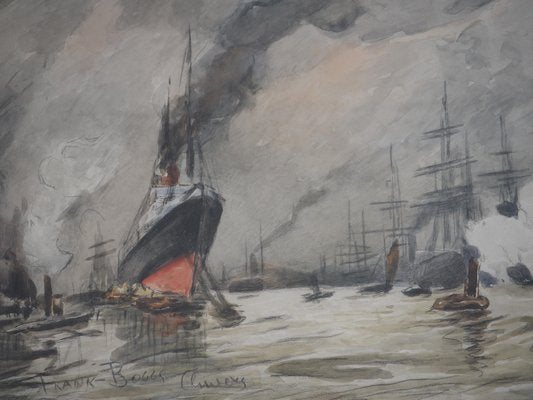 Frank Boggs, Antwerp: Liner and Sailing Ships, Original Watercolor-KHH-1452277