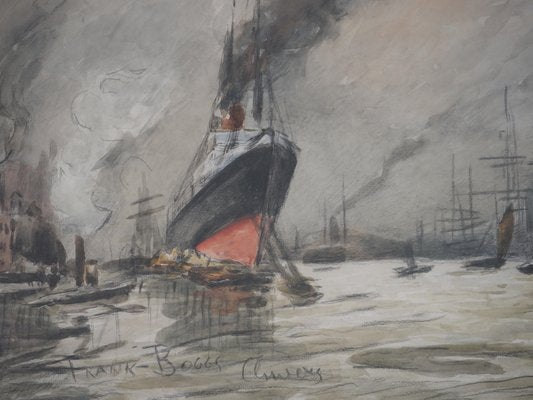 Frank Boggs, Antwerp: Liner and Sailing Ships, Original Watercolor-KHH-1452277