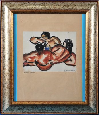 Frank Frigyes, Barbarian Venus, 1955, Watercolor Painting-QOR-2022539