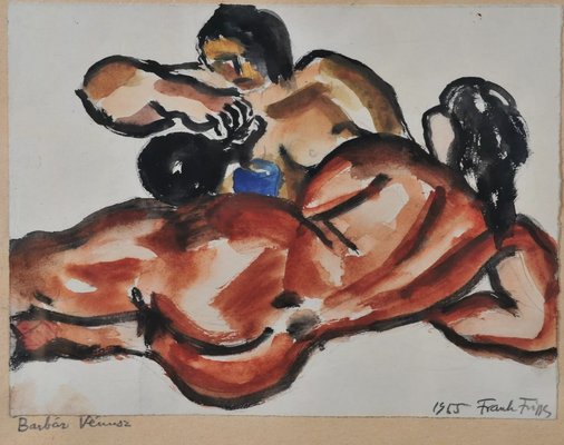 Frank Frigyes, Barbarian Venus, 1955, Watercolor Painting-QOR-2022539