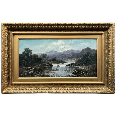 Frank Stone, Hilly Landscapes, 1800s, Oil on Canvases, Framed, Set of 2-BEW-2041892