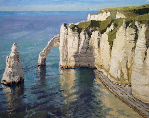 Frank Suplie, Falaise d'aval, Blick vom Falaise, 2022, Egg Tempera on Canvas, Framed-CHG-2030827