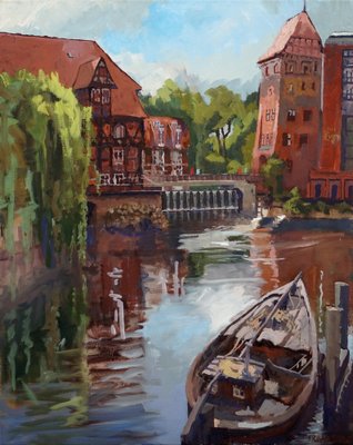 Frank Suplie, Lüneburg, am Stintmarkt, 2017, Tempera on Canvas-CHG-2030822