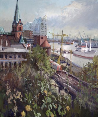 Frank Suplie, Stinfangblick, Hamburg, 2017, Egg Tempera on Canvas, Framed-CHG-2030820