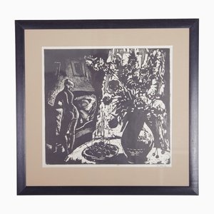 Frantisek Emler, Nude Morning, Linocut on Paper, 1959, Framed-IND-1419581