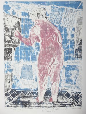 Frantisek Emler, Nude Woman in Bathroom, 1964, Oil on Paper-IND-1366659