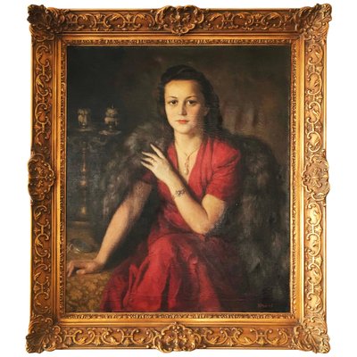 František Vitovský, Portrait of a Woman, Oil on Canvas, Framed-AX-1067771