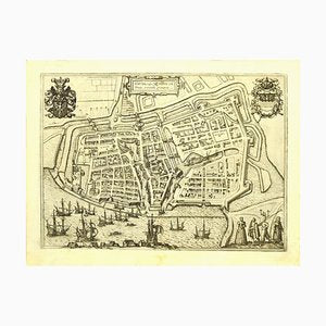 Franz Hogenberg - Map of Embden - Original Etching - Late 16th Century-ZCI-822949