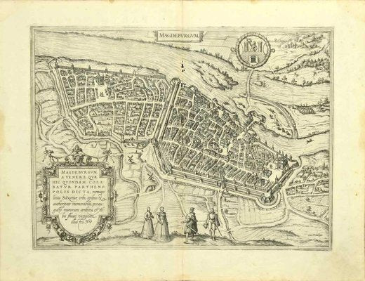 Franz Hogenberg - Map of Magdeburg - Etching - Late 16th Century-ZCI-822951