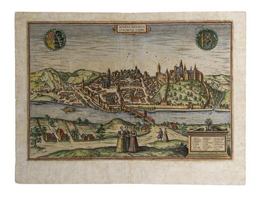 Franz Hogenberg - Map of Meissen - Original Etching - Late 16th Century-ZCI-870917