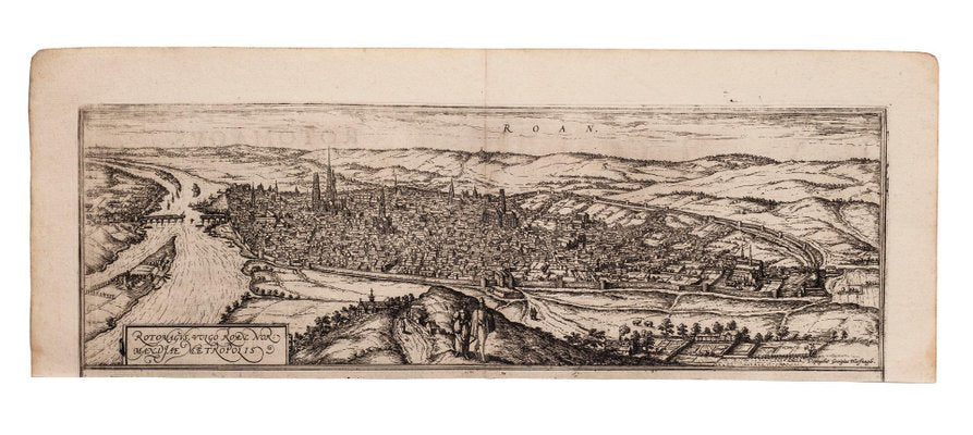 Franz Hogenberg, Map of Rouen, Etching by G.Braun and F. Hogenberg, Late 16th Century-ZCI-871093