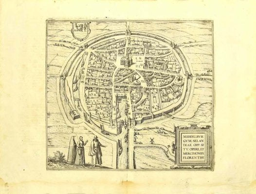 Franz Hogenberg - View of Middelburg - Original Etching - Late 1500-ZCI-825145