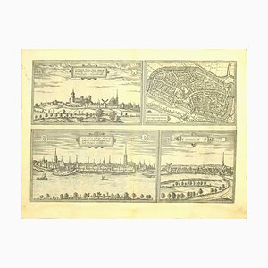 Franz Hogenberg - Views of 4 Cities - Etching - Late 16th Century-ZCI-825173