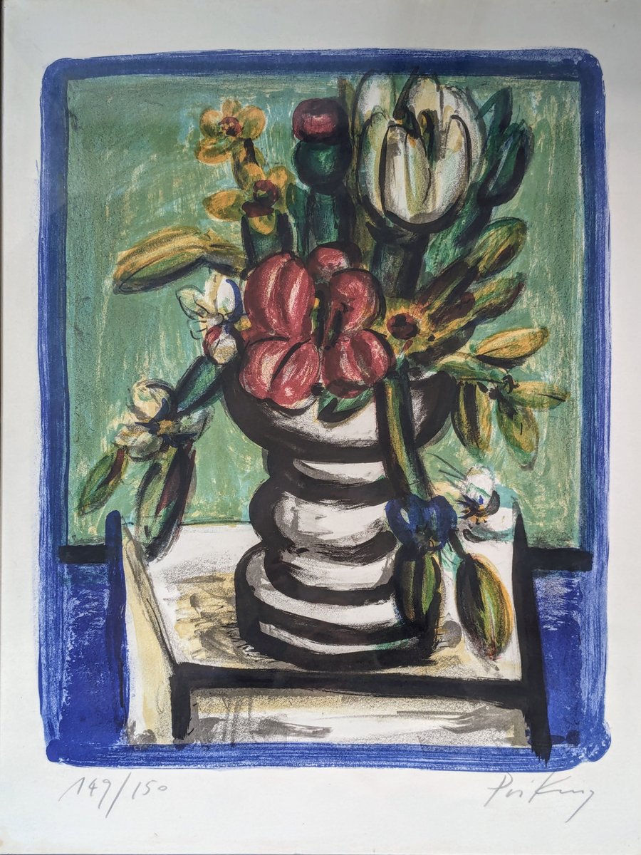 Franz Priking, Still Life with Flowers, 1960s-1970s, Hand-Signed Lithograph