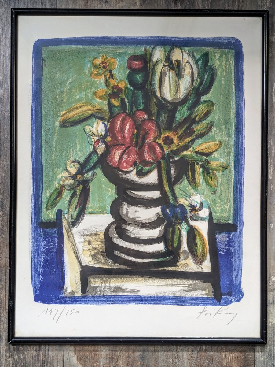 Franz Priking, Still Life with Flowers, 1960s-1970s, Hand-Signed Lithograph