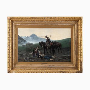 Franz Roubaud, Soldiers in Caucasus, 1883, Painting, Framed-ABO-1814077