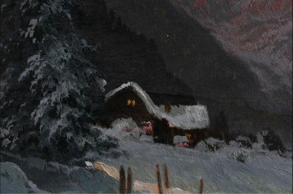 Franz Waldegg, Alpine Glow, Oil on Board, 1920s-1940s-QOR-2024684