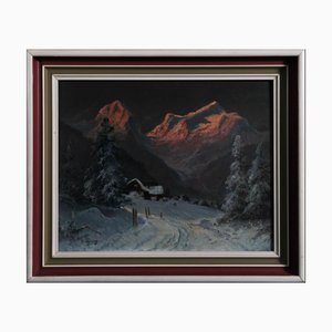 Franz Waldegg, Alpine Glow, Oil on Board, 1920s-1940s-QOR-2024684