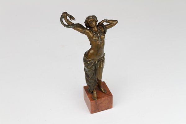 Franz Xavier Bergmann, Viennese Snake Dancer, 1900s, Bronze-WIX-2036868