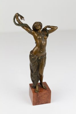 Franz Xavier Bergmann, Viennese Snake Dancer, 1900s, Bronze-WIX-2036868